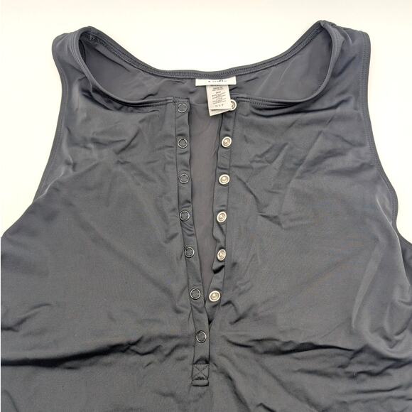 Andie Women's Stretchy Henley One Piece Swimsuit Snap Button Size XLT Black - Picture 4 of 10
